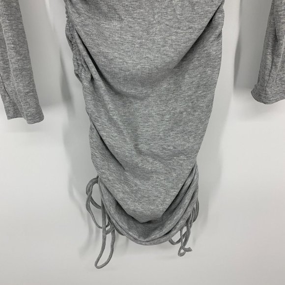 Shein Dress Gray Bodycon Mini Drawstring Side Long Sleeve - Picture 5 of 10